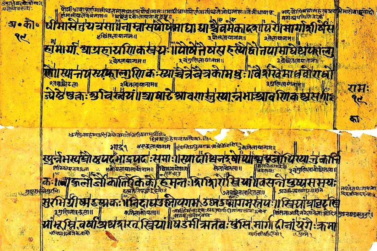 Devanagari yazısıyla yazılmış Sanskritçe el yazması